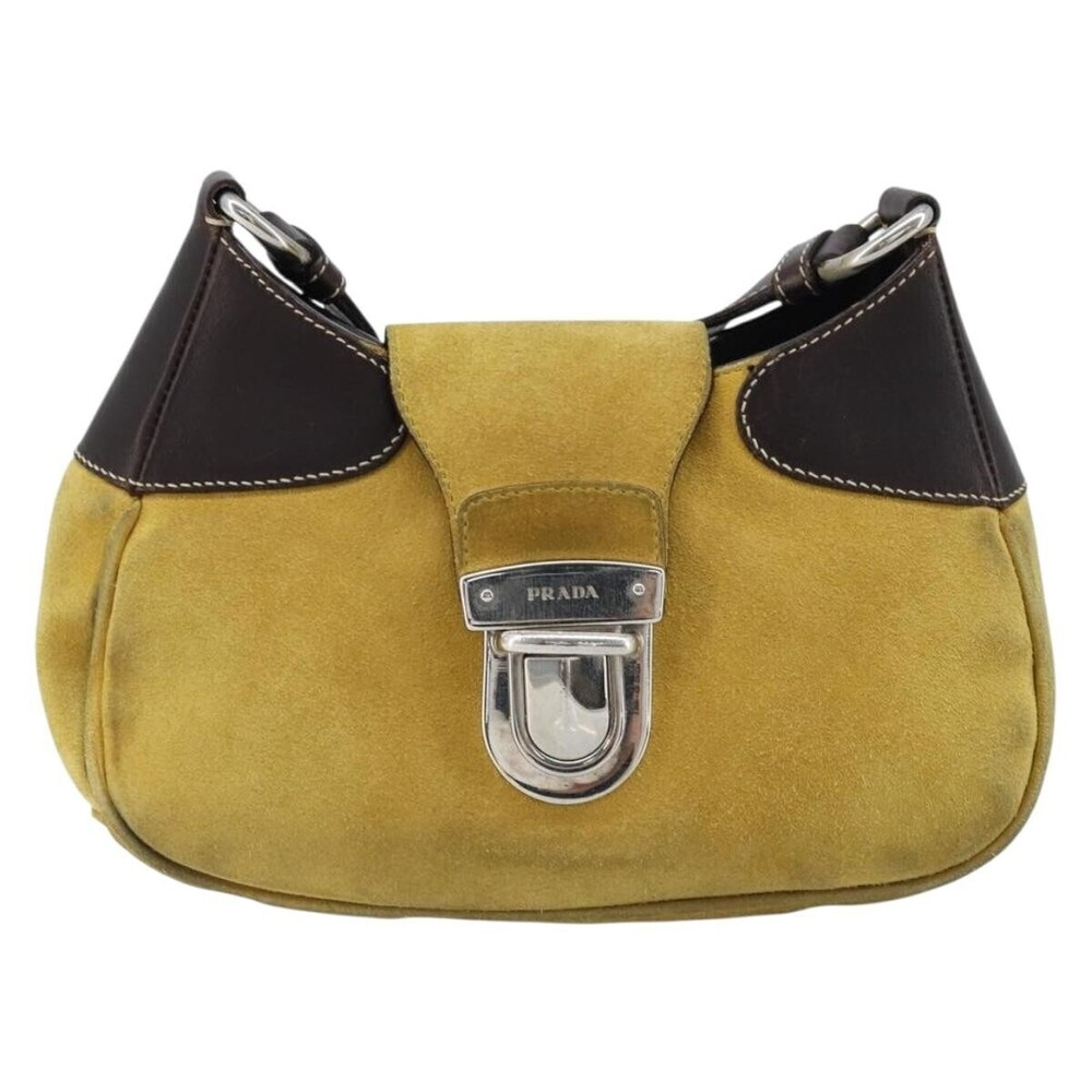 Prada Push Lock Flap Satchel Suede